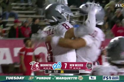 Carlos Hernandez catches deep 28-yard touchdown pass to help Washington State even the score against New Mexico