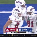 Fresno State's Mac Dalena scores a 73-yard touchdown to even the score against Air Force