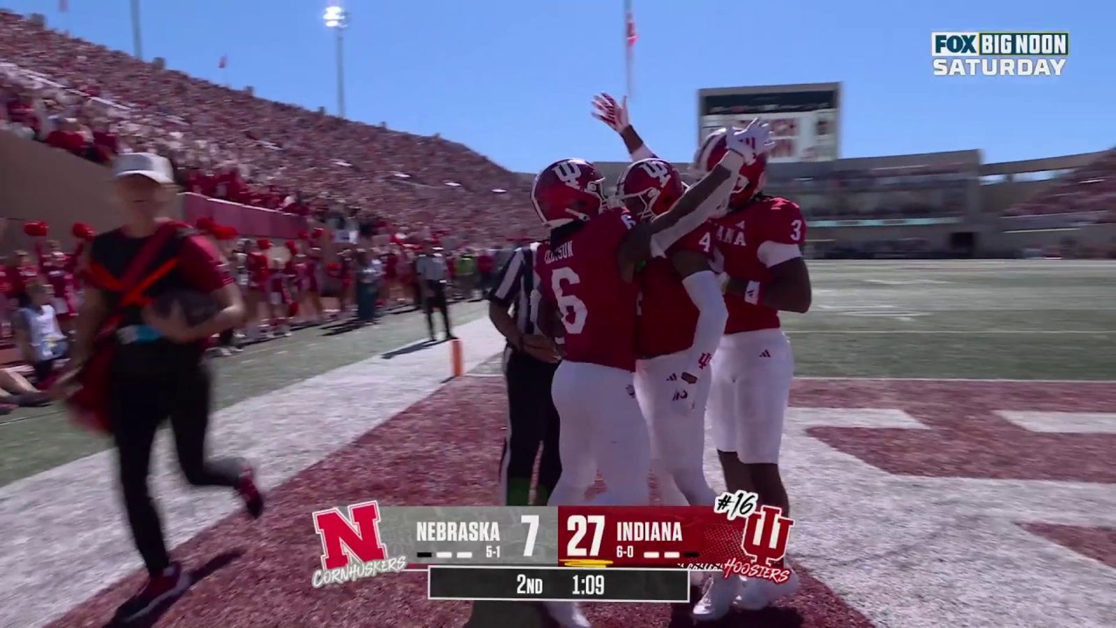 Justice Ellison rushes for a 31-yard TD, extending Nebraska's lead over Indiana