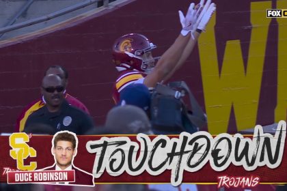 Jayden Maiava connects with Duce Robinson for a 48-yard TD, giving USC the lead over Nebraska