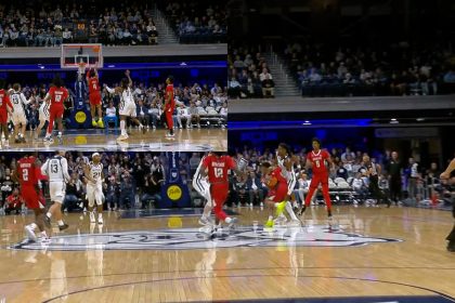 LJ Thomas drains a 3-pointer at the halftime buzzer, extending Austin Peay's lead over Butler