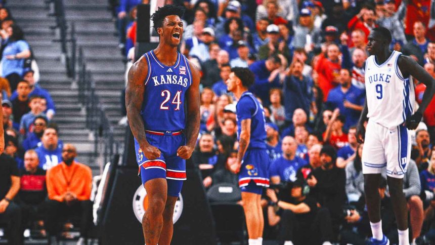 No. 1 Kansas holds off No. 11 Duke 75-72 in tense Vegas Showdown