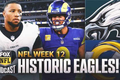 Saquon Barkley makes HISTORY in Eagles' HUGE victory over Matthew Stafford, Rams | NFL on FOX Pod