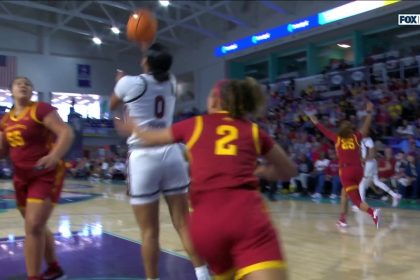 Te-Hina Paopao finishes a reverse layup, extending South Carolina's lead over Iowa State