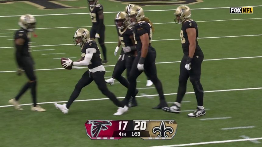 Tyrann Mathieu's clutch interception seals Saints' 20-17 victory over Falcons