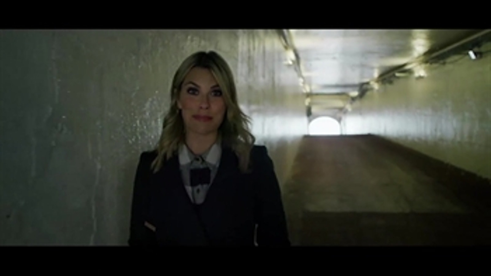 Jenny Taft gives a tour of the tunnel at the Big House in Ann Arbor