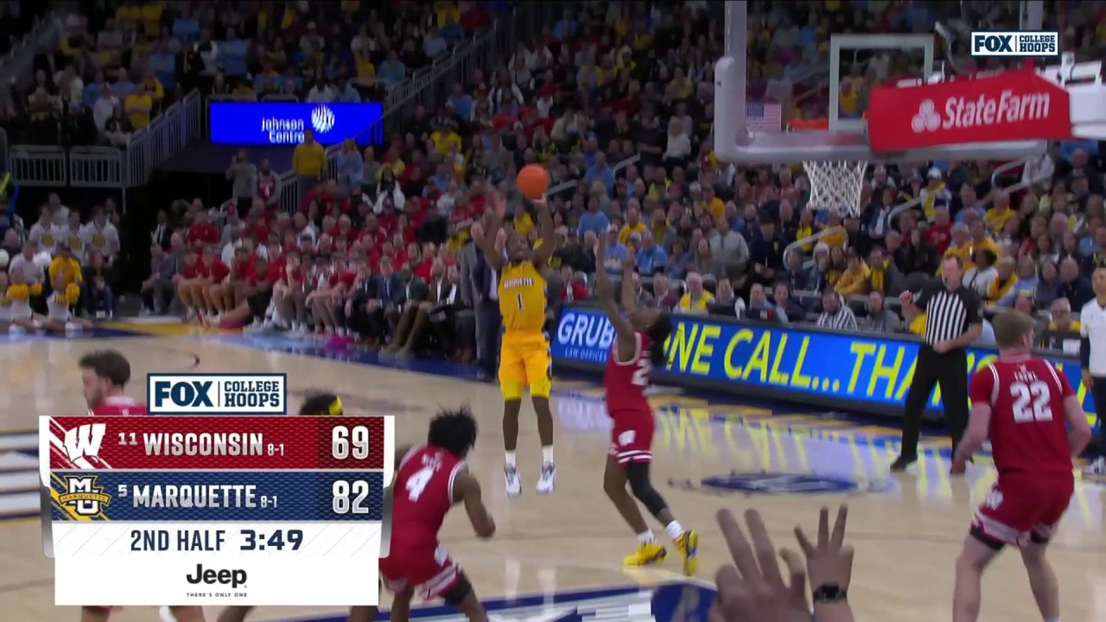 Kam Jones knocks down a CLUTCH 3-pointer to help seal Marquette's 88-74 victory over No. 11 Wisconsin 