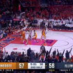 Ben Humrichous flies in for the putback slam to give Illinois the lead over Tennessee