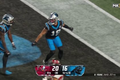 Bryce Young finds Adam Thielen for 25-yard touchdown to give Panthers 23-20 lead over Buccaneers