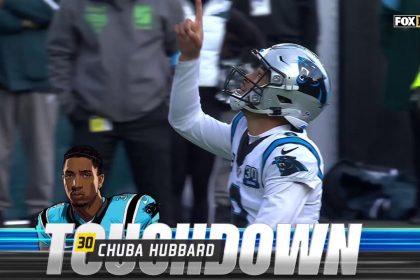 Chuba Hubbard's rushing touchdown gives Panthers 16-14 lead over Eagles