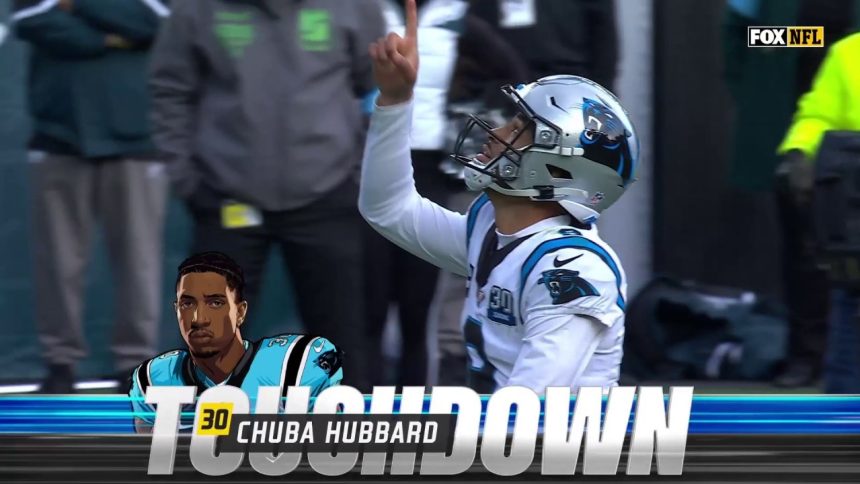 Chuba Hubbard's rushing touchdown gives Panthers 16-14 lead over Eagles