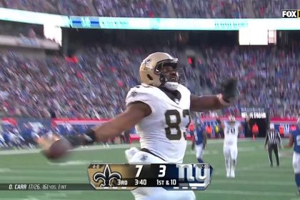 Derek Carr connects with Juwan Johnson for an 11-yard TD, extending Saints' lead over Giants | NFL Highlights