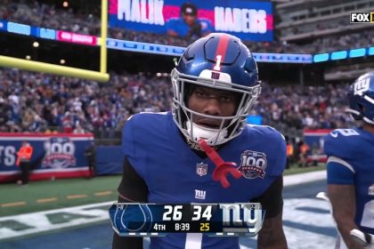 Malik Nabers' 59-yard touchdown, his second of the game, secures Giants 45-33 victory over Colts