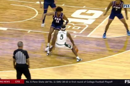 Tre Holloman's AMAZING ankle-breaking move leads to three-pointer, extending Michigan State's lead over FAU