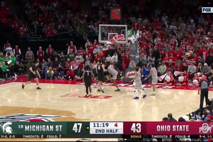 Coen Carr throws down strong two-handed dunk to extend Michigan State's lead over Ohio State