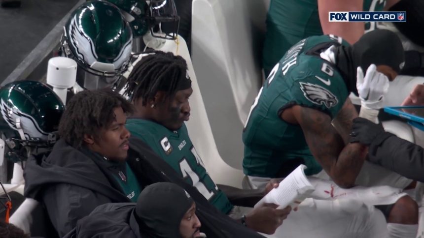 Eagles' A.J. Brown reads book on sideline during Wild Card game vs. Packers | NFL Highlights