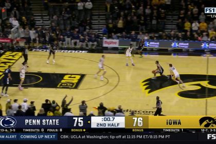 Iowa prevents Penn State from getting a shot off as time expires to hang on to a 76-75 win