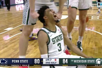 Jaden Akins scores TOUGH AND-ONE layup to seal Michigan State's 90-85 victory over Penn State