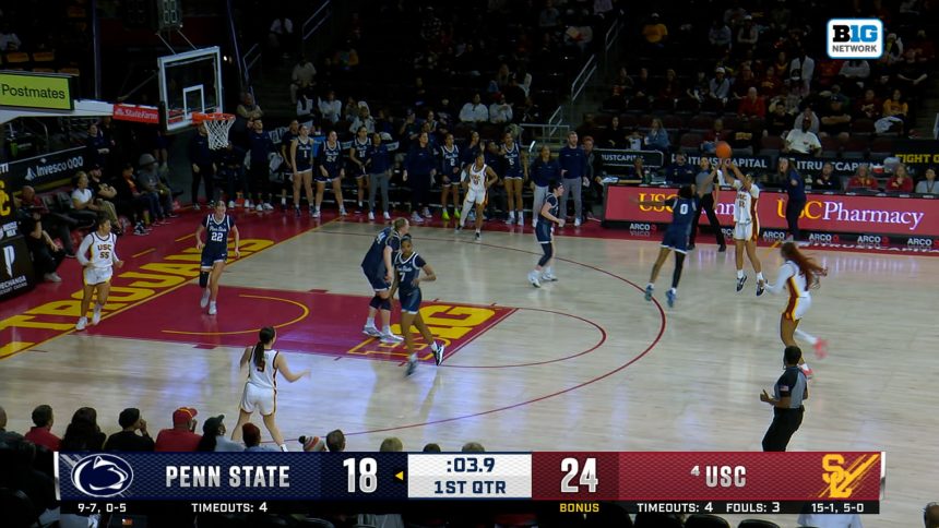 Juju Watkins drains deep 3-pointer, extending USC's lead over Penn State