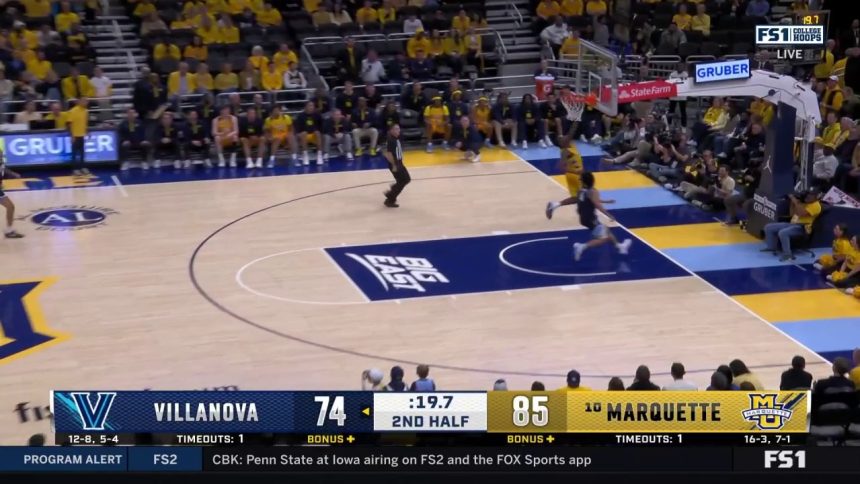 Marquette's Kam Jones catches cross-court pass and makes game-sealing layup vs. Villanova