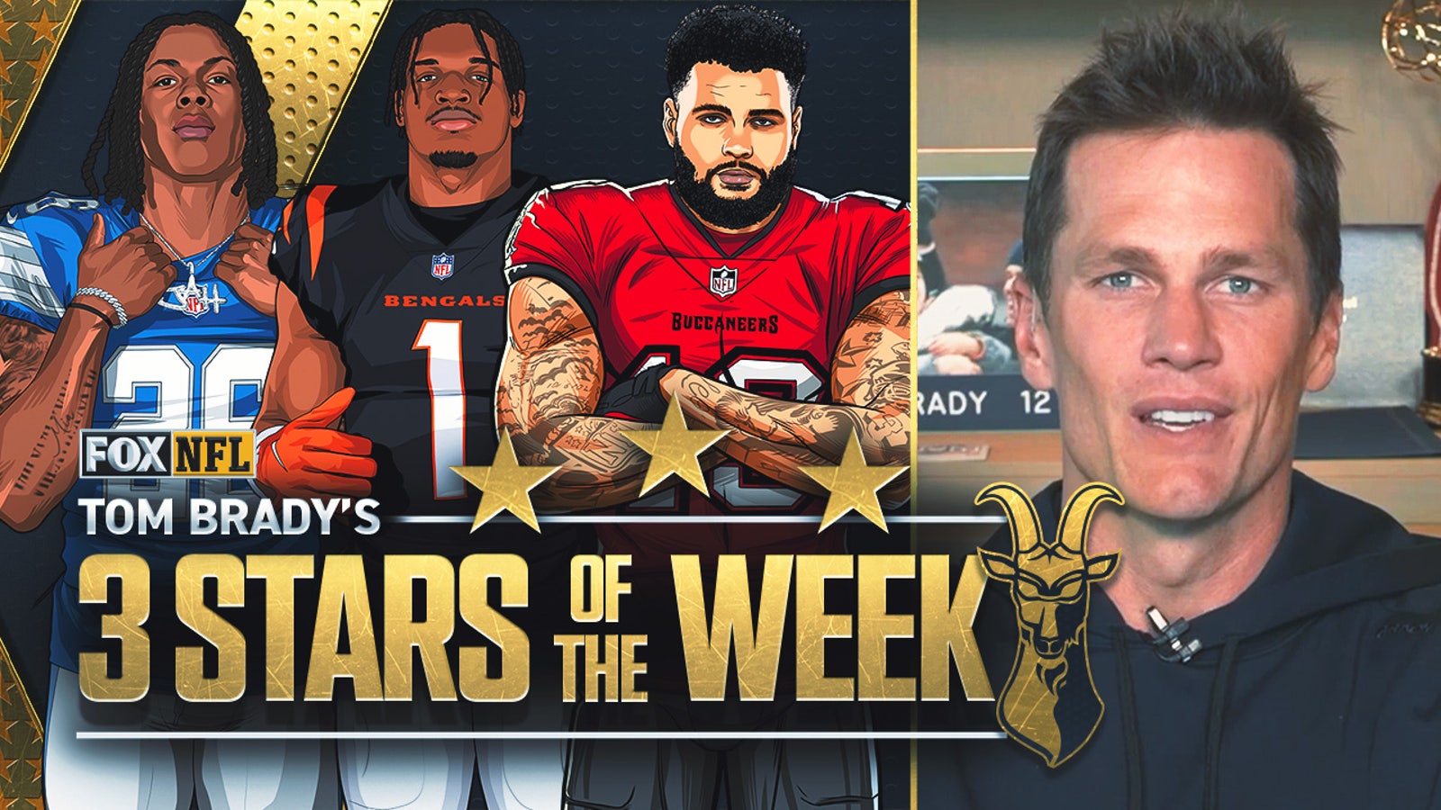 Tom Brady's 3 Stars of Week 18: Jahmyr Gibbs, Ja'Marr Chase & Mike Evans 