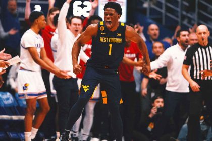 West Virginia gets first ever win at Kansas with last-second 62-61 victory