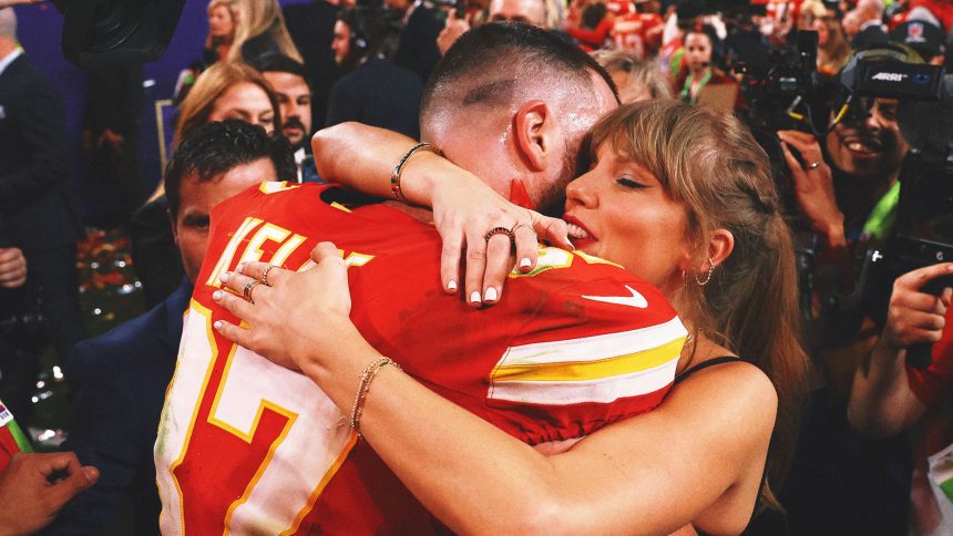 How is Travis Kelce coping with the Chiefs' Super Bowl loss? By listening to Taylor Swift