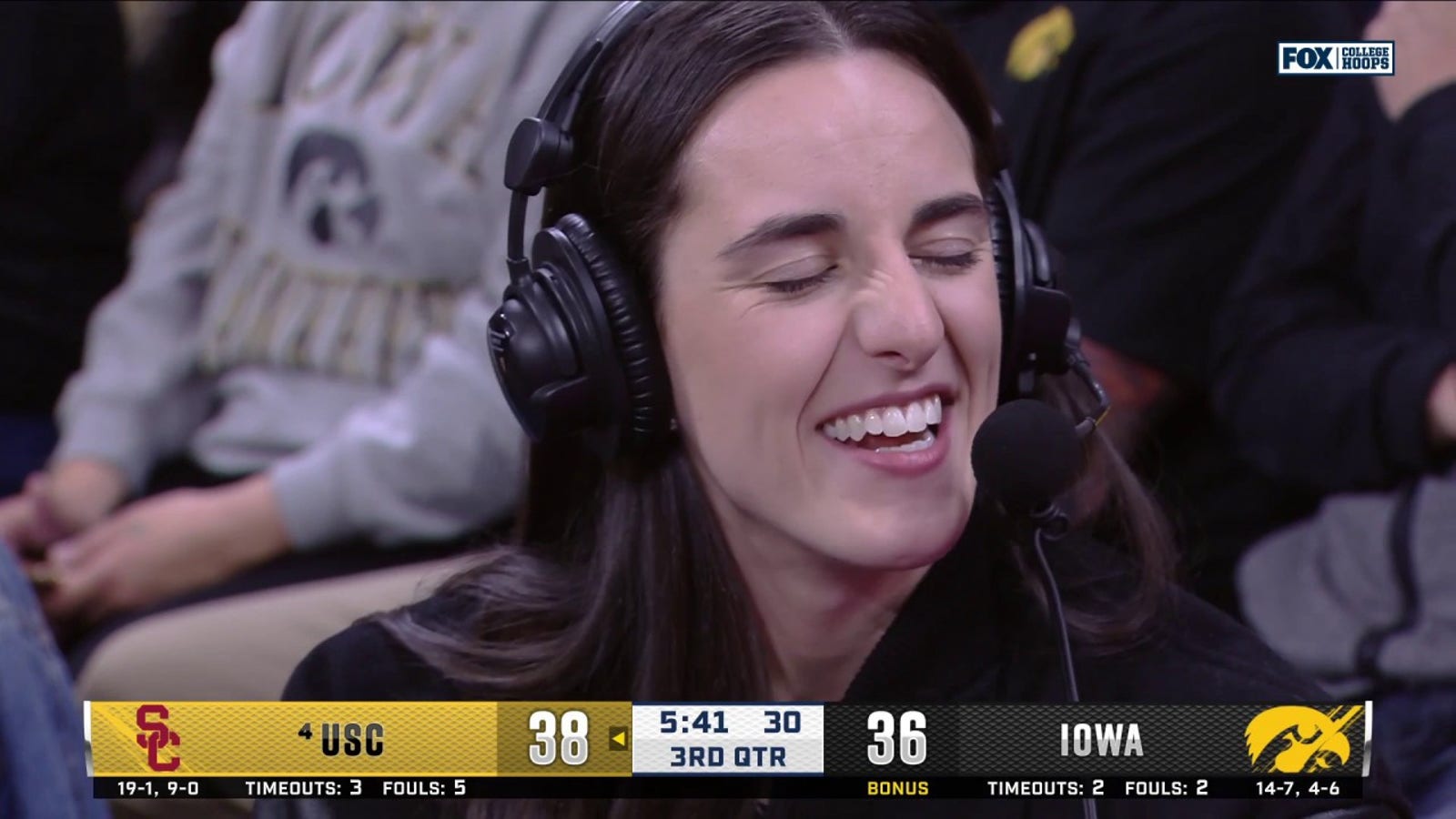 Caitlin Clark joins USC vs. Iowa broadcast about being TIME Athlete of the Year, Super Bowl, & more