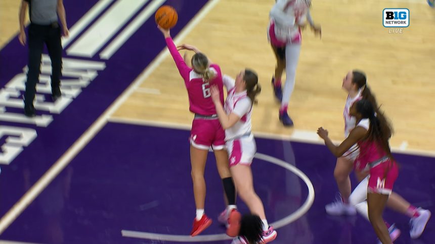 Maryland's Saylor Poffenbarger makes and-1 layup to extend lead against Northwestern