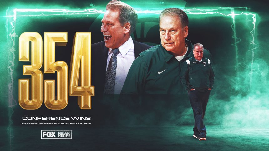 Michigan State's Tom Izzo breaks Bob Knight's Big Ten wins record