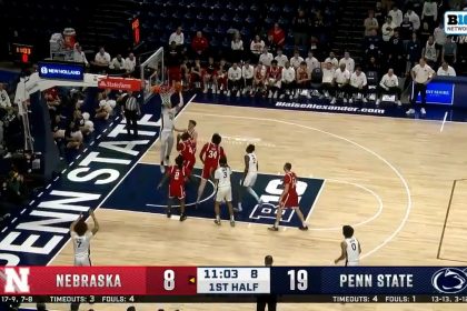 Penn State's Yanic Konan Niederhauser slashes to the rim and throws down a monstrous jam vs. Nebraska