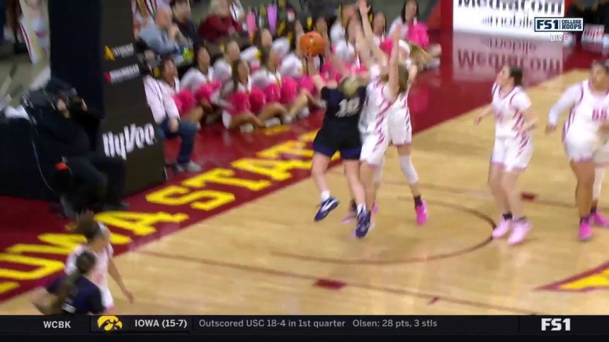 TCU's Hailey Van Lith makes and-one layup to extend lead against Iowa State