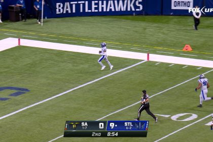 Battlehawks' Micah Abraham strips the ball and takes it to the house for a touchdown, extending the lead
