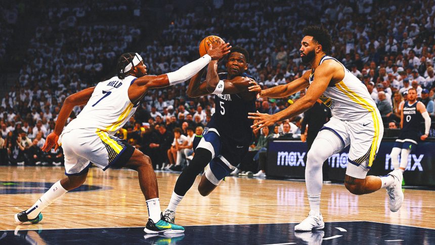 Timberwolves capitalize on Steph Curry's absence to tie second-round series