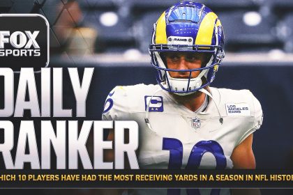Which 10 players have had the most receiving yards in a season in NFL history?