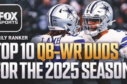 Who are the top 10 QB-WR duos in the NFL entering 2025 season?