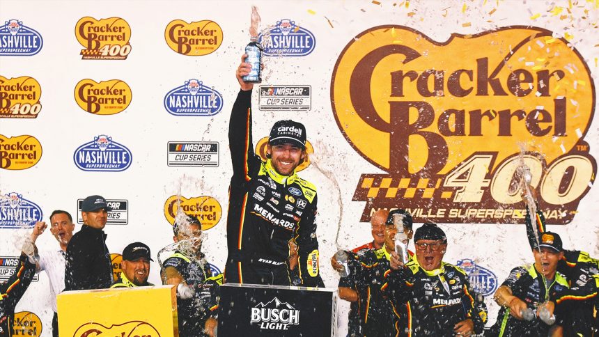 Ryan Blaney races to first NASCAR Cup Series victory of the year at Nashville