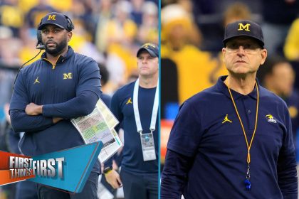 Sherrone Moore discusses Jim Harbaugh's impact in and out of coaching at Michigan and the NFL | First Things First