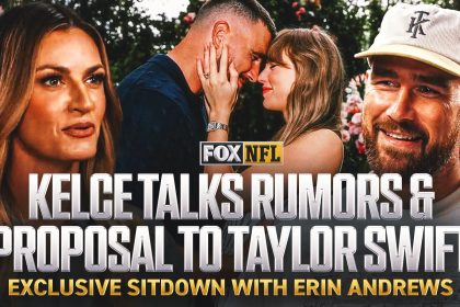 Travis Kelce sat down with Erin Andrews to talk about his engagement to Taylor Swift | FOX NFL Sunday