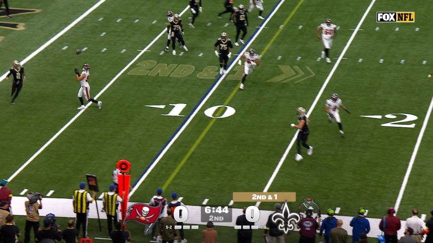 Buccaneers’ Anthony Nelson makes interception, trucks Saints’ Spencer Rattler, and scores touchdown