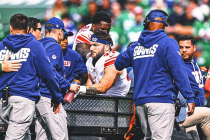 Cam Skattebo Gets Visit From Eagles' Big Dom After Season-Ending Ankle Injury