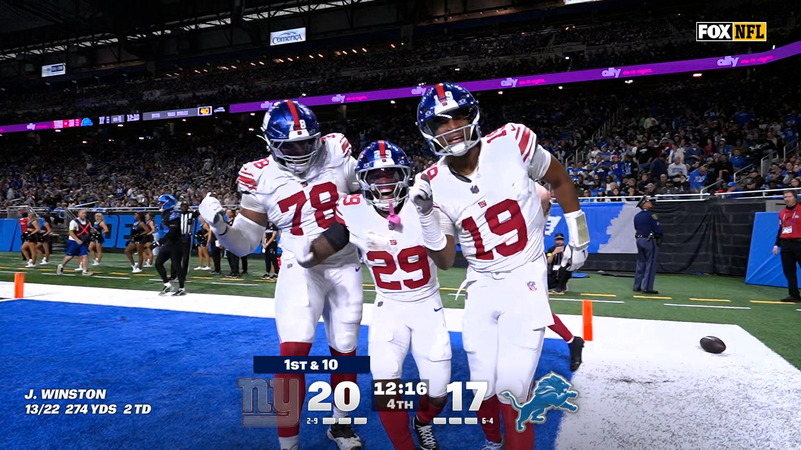 Jameis Winston catches amazing 33-yard TD to extend Giants' lead vs. Lions