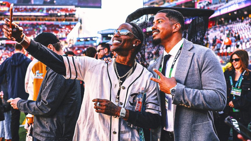 Celebrities at Super Bowl LX: Travis Scott, Adam Sandler, Justin Bieber, More