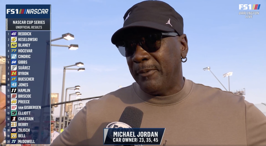 Michael Jordan Praises Tyler Reddick's 'Unbelievable' Outing In Darlington Win