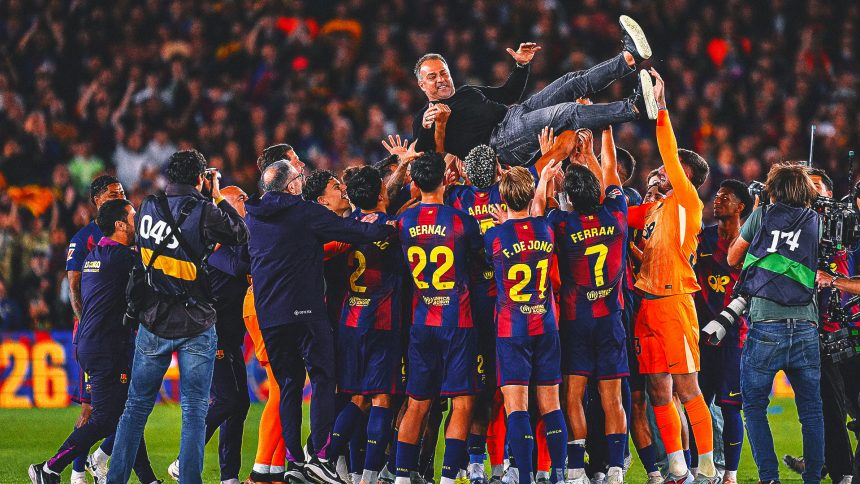 Grieving Hansi Flick Leads Barcelona to La Liga Title With Win Over Real Madrid